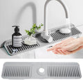 24"Longer Silicone Faucet Mat For Kitchen Sink Splash Guard Gray