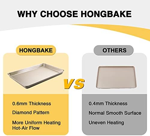 HONGBAKE Half Cookie Sheet 17.5x12 Inches and Half/Quarter/Jelly Roll