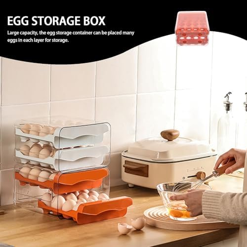 Egg Box Organizer with 32 Slots, Plastic Double Layer