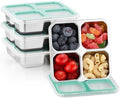 BEFOY 4 Pack Stainless Steel Snack Containers with Lids, 4 Compartment