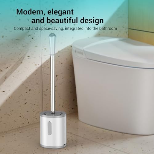 Toilet Brush and Holder Set, 2 Pack, White & Gray