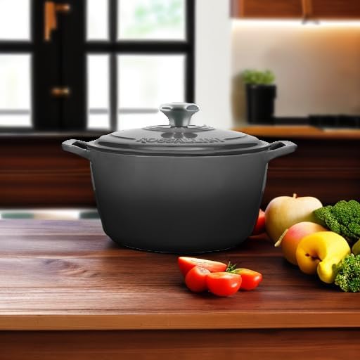 ROSSALLINI Signature Enameled Cast Iron Dutch Oven, Non-Stick Serving Pot - Image 5