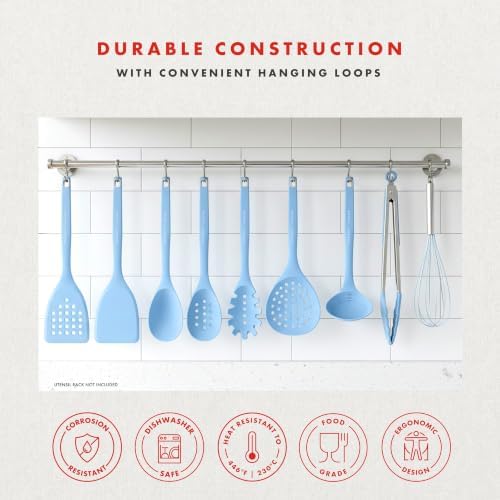 Emeril Lagasse 10-Piece Silicone Kitchen Utensil Set, Light Blue