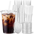 VITEVER 100 Sets - 12oz Clear Plastic Cups with Lids and Straws