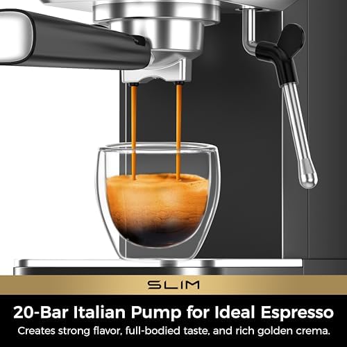 CHULUX Espresso Machine with Conical Burr Grinder, Black