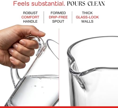 2.2Qt Clear BPA-Free Shatterproof Acrylic Pitcher with Handle