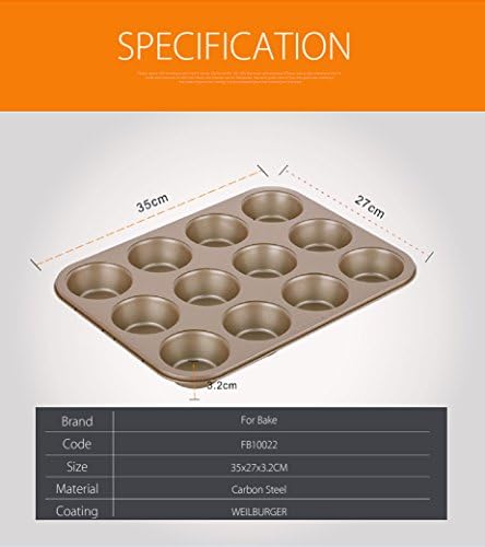 12-Cup Standard Muffin Pan, Nonstick Carbon Steel Cupcake Tin