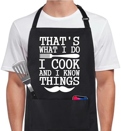 Xornis 100% Cotton Funny Apron for Men Women Adjustable Bib Aprons