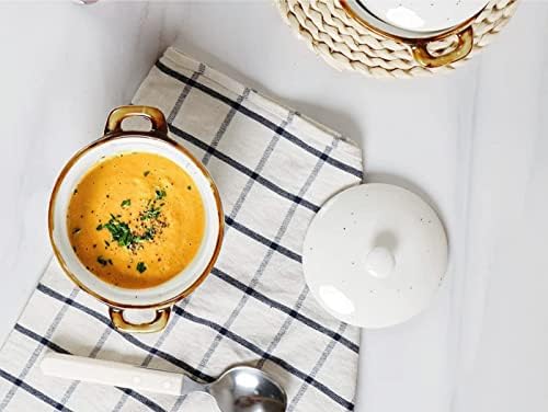 ONEMORE Mini Cocotte Set of 4, 12 oz Ceramic Ramekins with Lids and