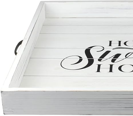 Stonebriar Square Worn White Home Sweet Home Decorative Wooden Tray