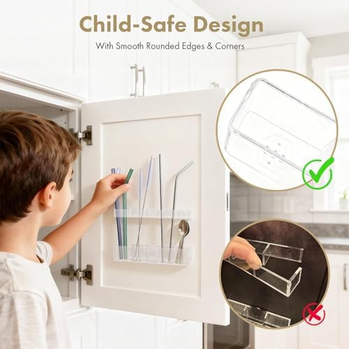 Acrylic Straw Holder for Cabinet Door - Child-Safe Organizer &