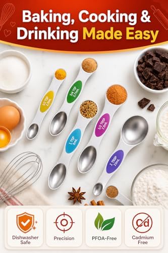 Magnetic Measuring Spoons Set|Strong N52 Magnets|Heavy Duty Stainless