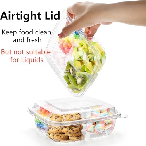Peohud 50 Pack Clear Bento Snack Containers, 4 Compartment Food