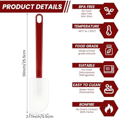 10 Pcs 10 Inch Flexible Rubber Spatulas, Silicone Spatula Set