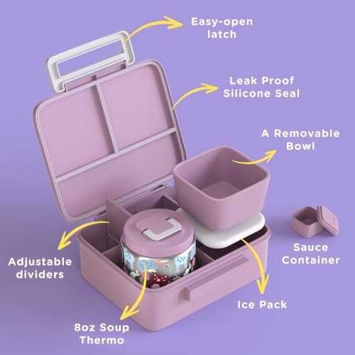 Kids Lunch Bento Box with 8oz Thermo/Ice Pack, BPA-Free, for School