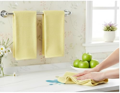 Serafina Home Light Butter Yellow Kitchen Hand Dish Towels: Oversized