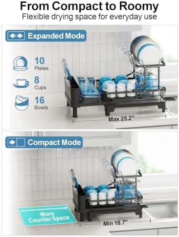 GSlife 2 Tier Dish Drying Rack, Black