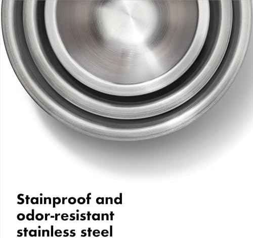 OXO Good Grips 3-Piece Stainless Steel Mixing Bowl Set - Blue & Gray