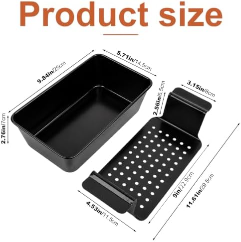 Meatloaf Pan with Drain Tray for Baking Bread, Cakes, 9.8 x 5.7 Inch