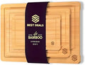 3-Piece Bamboo Cutting Board Set - Heavy Duty Butcher Block with Deep