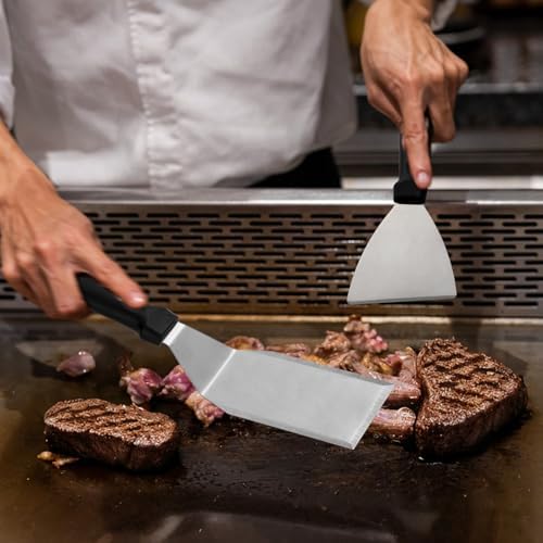 Heavy Duty Stainless Steel Spatula Set - Griddle Scraper & Press