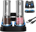 Electric Salt and Pepper Grinder Set, Black