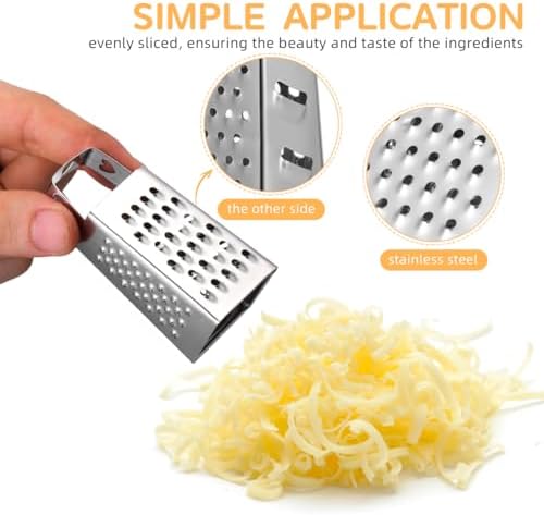 Garneck 6pcs Mini Cheese Grater Set Stainless Steel Four Sided Box