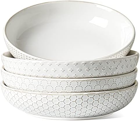 LE TAUCI Pasta Bowls 42oz, Large Salad Bowl, Ceramic Embossment