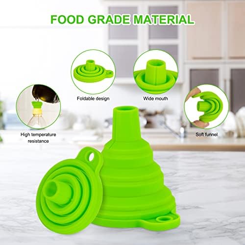 Kitchen Funnel Set 7 Pack, Collapsible Silicone Funnel for Filling