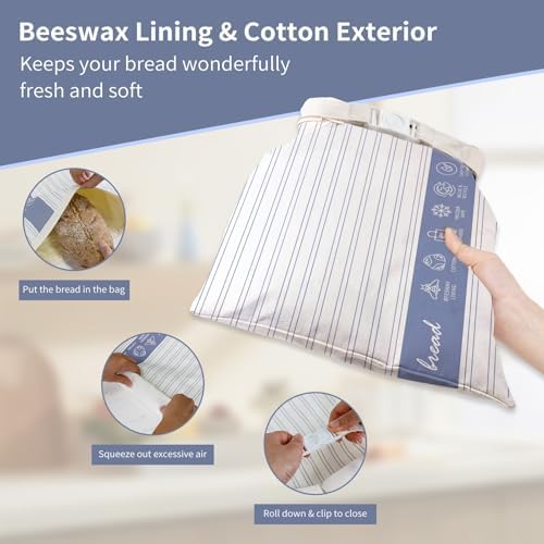 Saicefe 2 Pack Reusable Beeswax Bread Bags
