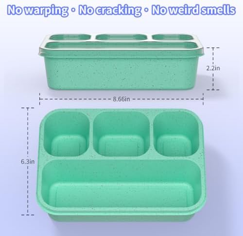 Bento Box 5-Pack, 4-Compartment Lunch Box for Women, Men & Kids