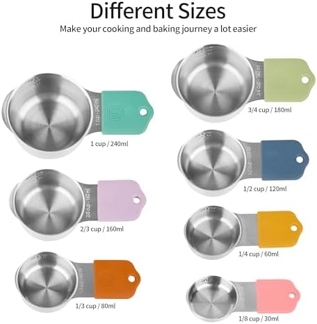 Measuring Cups and Spoons Set 16, Metric & US Stainless Steel Magnetic