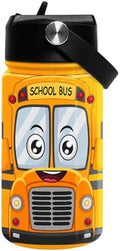 School Bus Water Bottle - Kids Water Bottle with Straw Lid - 12 Oz