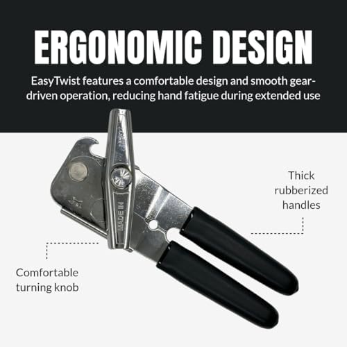 B53 EasyTwist Heavy-Duty Swing Away Can Opener, Carbon Steel Cutting