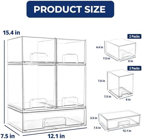 Baby Bottle Organizer Stackable, Acrylic Storage Drawers 5 pack with