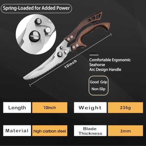 Dream Reach Heavy Duty Poultry Shears, Serrated Spring Loaded Kitchen
