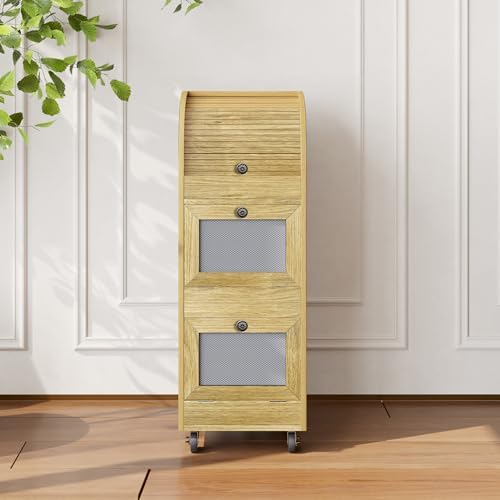 Potato & Onion Storage Bin with Wheels&Mesh Doors,3-Tier Bread
