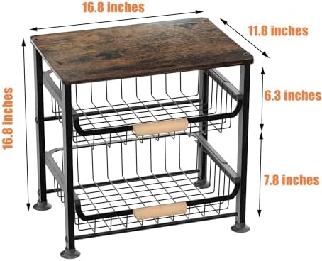 NiuYichee 3-layer Kitchen Fruit Storage Basket Snack Rack, Countertop
