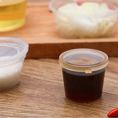 MIUPOO Plastic Souffle Cups,Disposable Clear Leak Proof Sauce Cup With