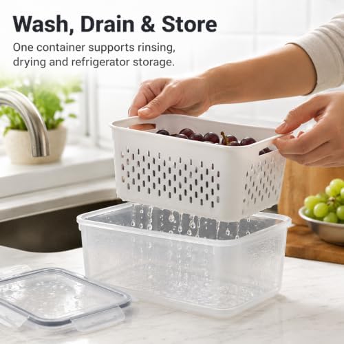 3-Piece Fruit Containers with Removable Colanders and Lids