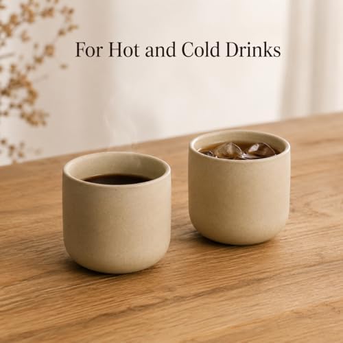 Ceramic Espresso Cups Set of 4, 5 oz Natural Beige Cortado Cups