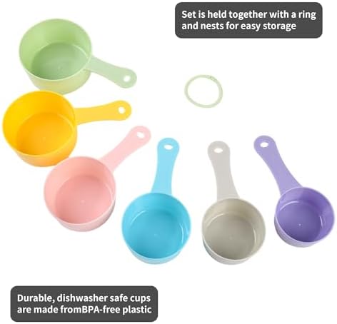 Measuring Cups Set 6, Colorful Plastic Measuring Cup Set, Big Size