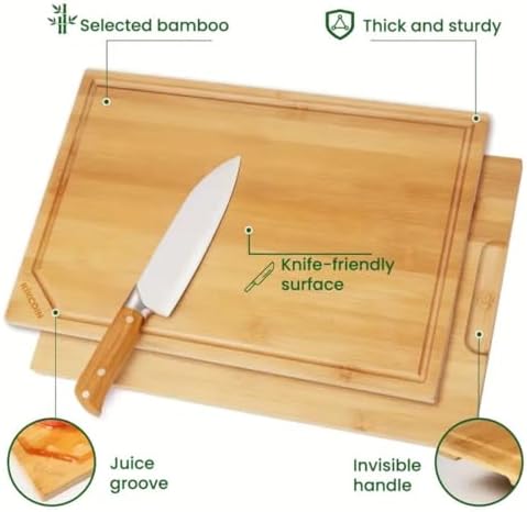 Bamboo Cutting Boards Set of 4 - Extra Large, Large, Medium, Small
