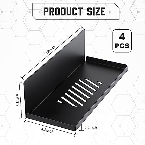 Therwen 4-Pack Magnetic Pegboard Shelves, 12 x 4.8 x 3.6 Inches