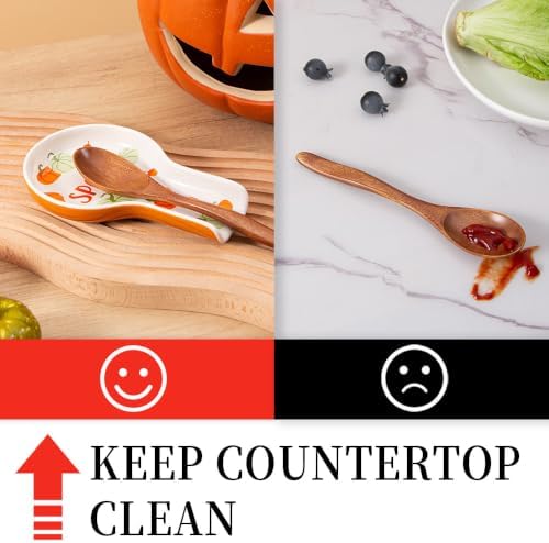 Ceramic Pumpkin Spoon Rest,Fall Utensil Rest, Orange, 1PC
