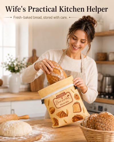 Detachable Beeswax Bread Bag with Zipper, 14 x 19 Inch