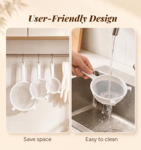 3 Pcs Plastic Strainer for Kefir Grains, Nylon Mesh Strainer for