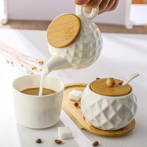 Ceramic Creamer & Sugar Sets,12oz Cream Pitcher, 7.5oz Sugar Bowl with
