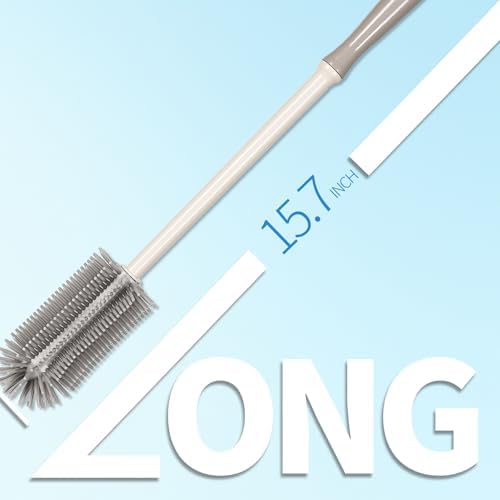 15.7" Silicone Bottle Brush Set - 6 Pack Water Bottle and Straw