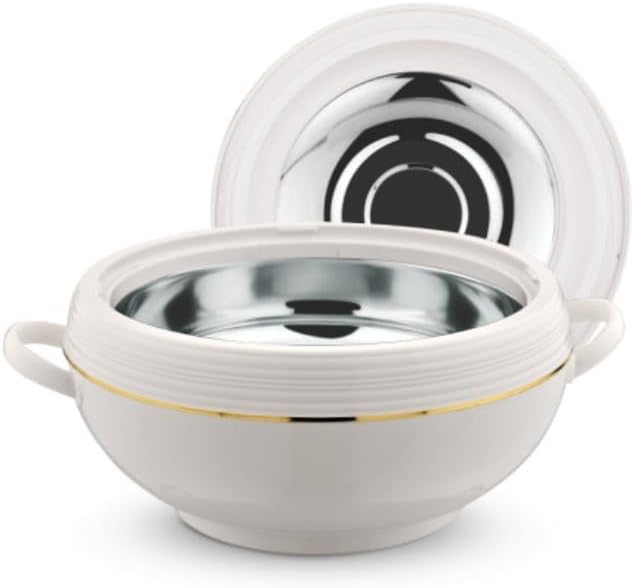 T TABAKH Ambiente King Insulated Casserole Dish with Lid - 3pc Set Hot Pot Food Warmer/Cooler - Thermal Soup, Salad Serving Bowl - Stainless Steel Container - Keeps Food Hot & Cold (6000ml+8000ml+10,000ml)